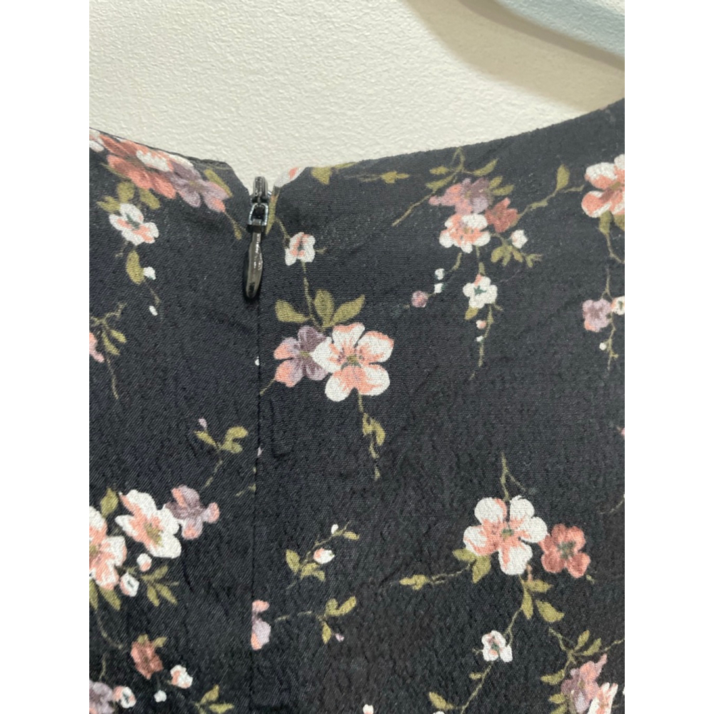 Bardot Black Dark Floral Tie Front Mini Dress 10 Large Grunge Cottage Romantic - Picture 5 of 9